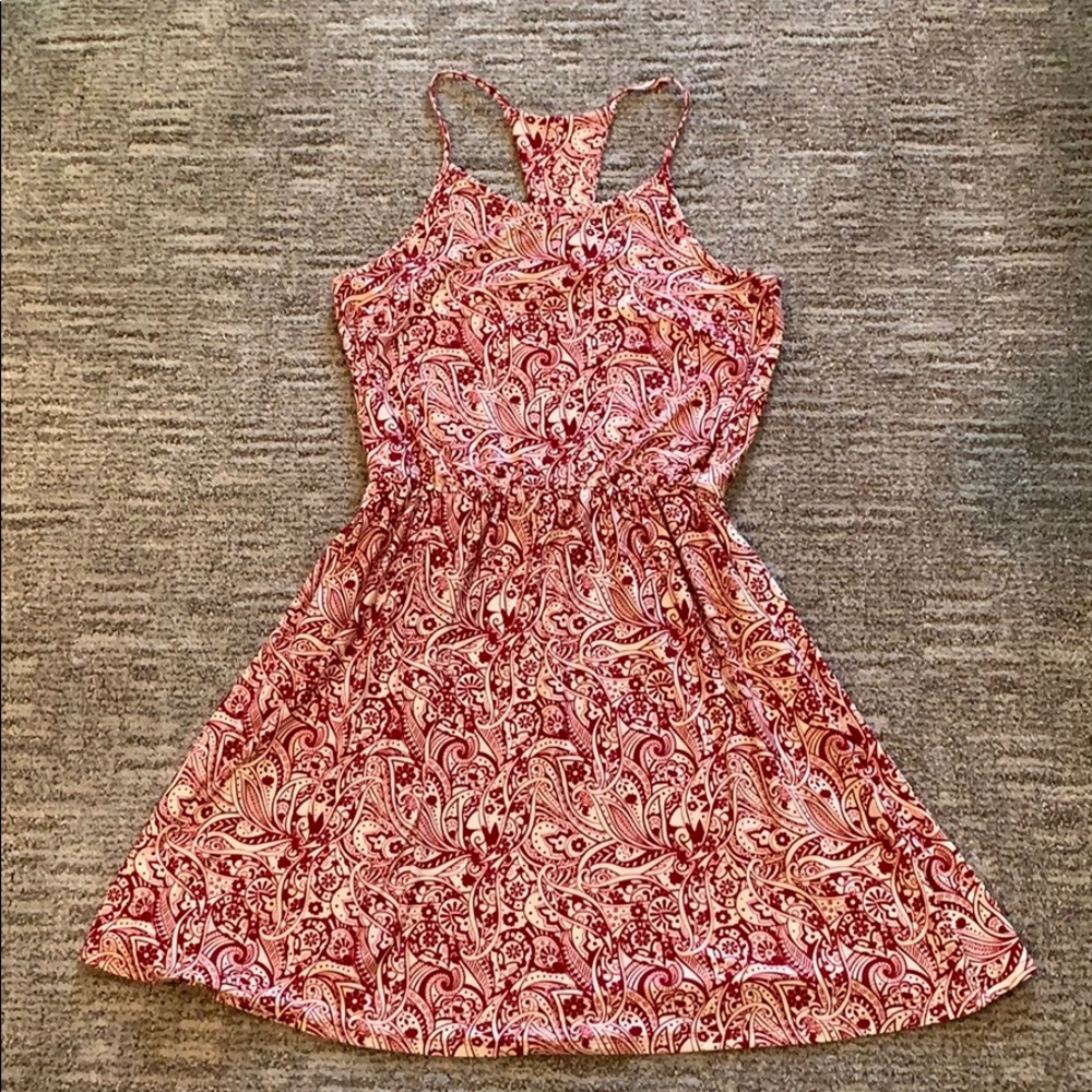 Red and white pattern dress